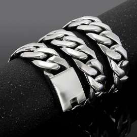 Steel color cast thick necklace punk style hip-hop chain