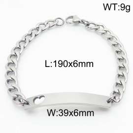 Stainless Steel NK Chain Love Bending Plate Black-plating Bracelet