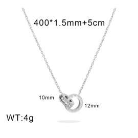 Roman numeral double ring light luxury niche stainless steel Stone Necklace