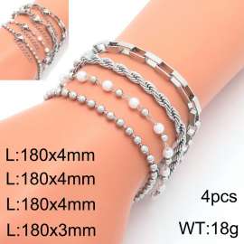 Personalized diy Fried Dough Twists square pearl stainless steel bracelet
