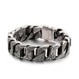 Exaggerated personality retro pattern stainless steel cast men's bracelet