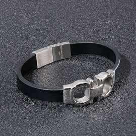 Hip hop domineering men's titanium minimalist leather fashion bracelet
