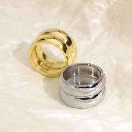 Smooth Plain Double Ring Steel Color Stainless Steel Ring