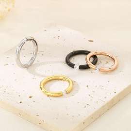 Stainless Steel Linear simplicity plain circle smooth surface Stone&Crystal Ring