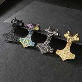 Nordic Viking Wolf Head Mighty Retro Animal Men's Pendant