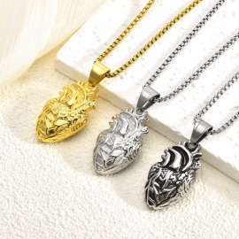 Personality High Quality Silver Color Titanium Steel Heart Pendant Creative Jewelry