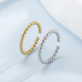 Stainless Steel Simple opening ins fashionable round bead water ripple Special Ring
