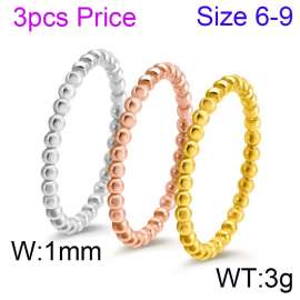 Stainless Steel Minimalist Ins fashion round bead water ripple Gold-plating Ring