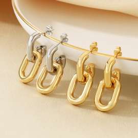 High end minimalist circular light luxury cool style stainless steel earrings