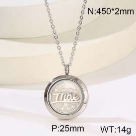 Stainless steel round pearl shell glass frame Mother's Day necklace