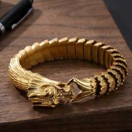 Dragon scale pattern domineering men's bracelet, retro stainless steel keel Gold-plating Bracelet