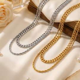 Trendy Hip Hop Simple Multilayer Strap Cuban Necklace Fried Dough Twists Chain
