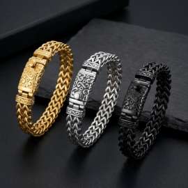 Men's stainless steel cast bracelet fashion jewelry gold plating bracelet