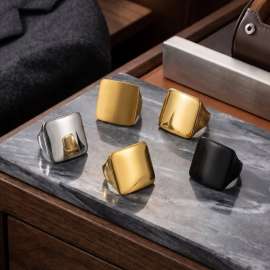 European and American fashion exaggerated design wide titanium steel ring for men