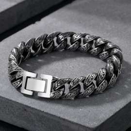 Personalized Grass Pattern Bracelet Thick Hip Hop Style Male Dominance Bracelet