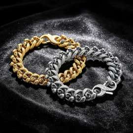 Fine Jewelry Fashion Vintage Personalized Stainless Steel Cuban Link Chain Snake Bracelet for Men